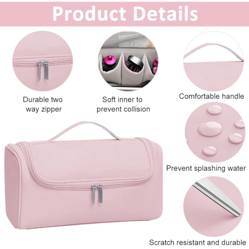 MAYCREATE® Travel Storage Bag for Dyson Airwrap Holder Hair Styler Organizer Attachments Portable with Hanging Hook Pink Bag Only 2 PCS MAYCREATE® Travel Storage Bag for Dyson Airwrap Holder Hair Styler Organizer Attachments Portable with Hanging Hook Pink Bag Only 2 PCS